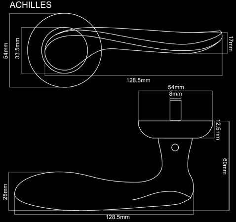 Fortessa Achilles door Handles Dimensions